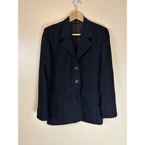 Brooks Brothers 6 Pure Wool Navy Stripe Blazer Jacket Notch Career Vintage